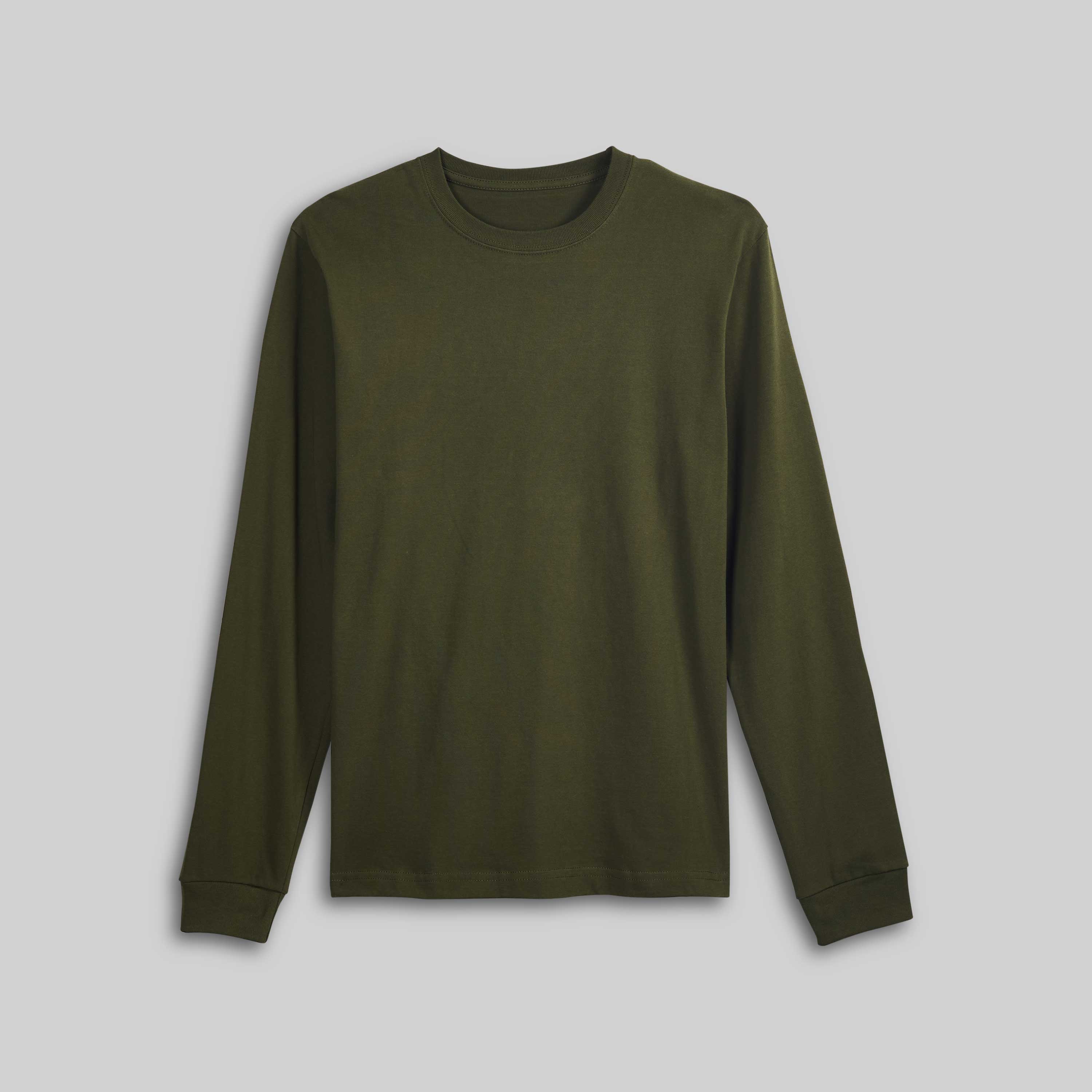 T-shirt Lourd Manches Longues-vert olive